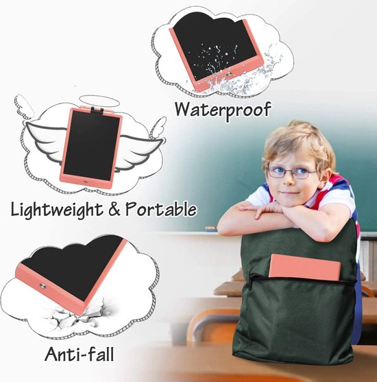 Thumbnail van een extra afbeelding van het spel LCD Schrijfbord, 10 Inch, Kleurrijk Scherm Kleurbord, Schrijftablet, Kerstcadeaus voor Kinderen, Doodle Board, Speelgoed(Roze)