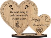 Hartjes jubileum - houten wenskaart - kaart van hout -  … jaar getrouwd - Happy Anniversary - 12.5 x 17.5 cm