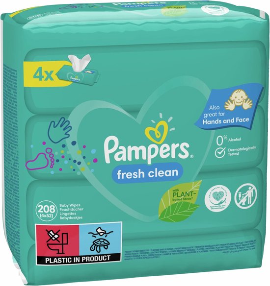 Pampers Fresh Clean Lingettes pour bébé 4 Costumes (4 x 52 pièces)