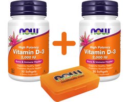 NOW Foods Vitamine D-3 2000IU - 480 softgels - Met pillbox - 480 stuks