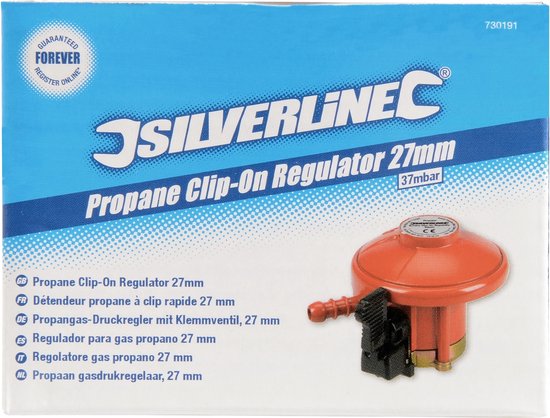 Silverline Gasdrukregelaar - 27 mm klemventiel - 37 mbar - Voor kamperen en barbecues van Silverline — afbeelding 4