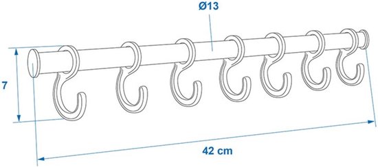 ProPlus Tentkapstok - Aluminium - 7 haken - 42 cm - Zilver/Zwart van Merkloos — afbeelding 5