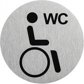 Aluminium deurbordje " pictogram gehandicapten toilet " Ø75mm