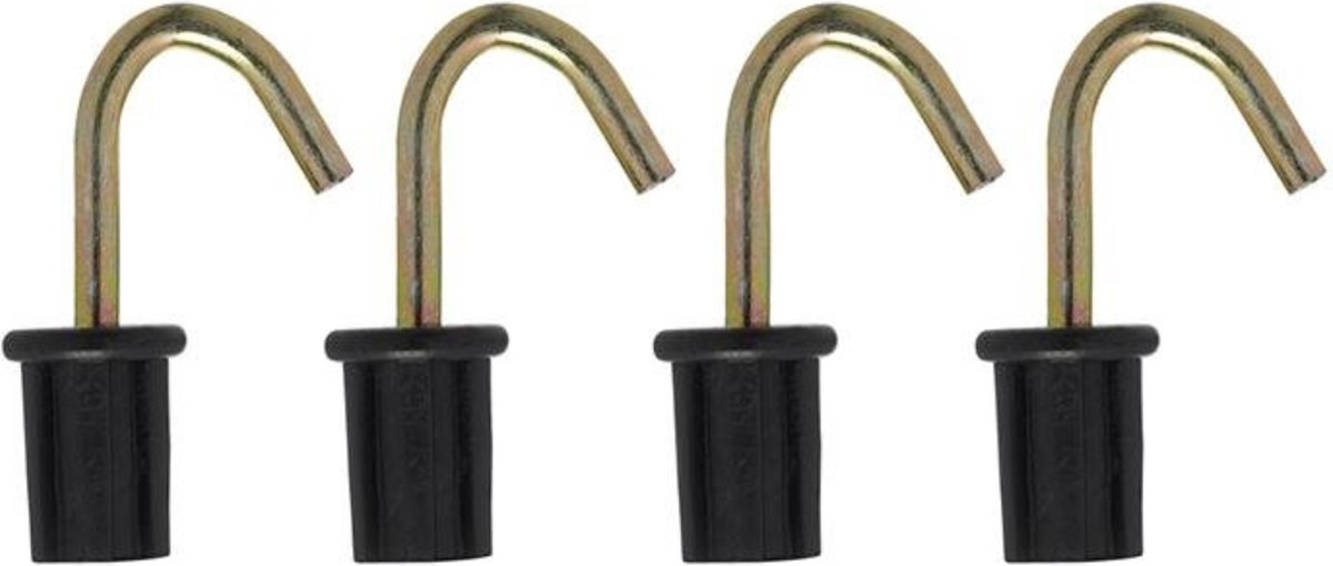 ProPlus Tentdoppen met ronde haak - metaal - Ø 22 mm - zwart - set van 4