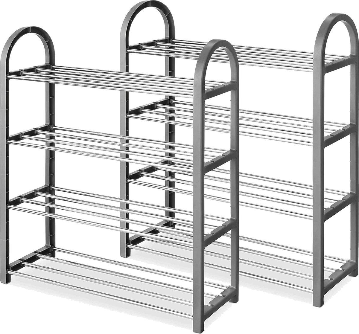 Ruimtebesparend schoenenrek Slim wit (2 deuren 6 paar, geen montage) robuust metalen frame (geen plastic, stof of hout), voor binnen en buiten, schoenen/ laarzen