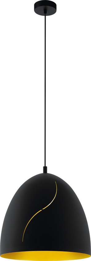 Lampe à suspension EGLO Hunningham - 1 lumière - Ø40,5 cm - E27 - Zwart - Or