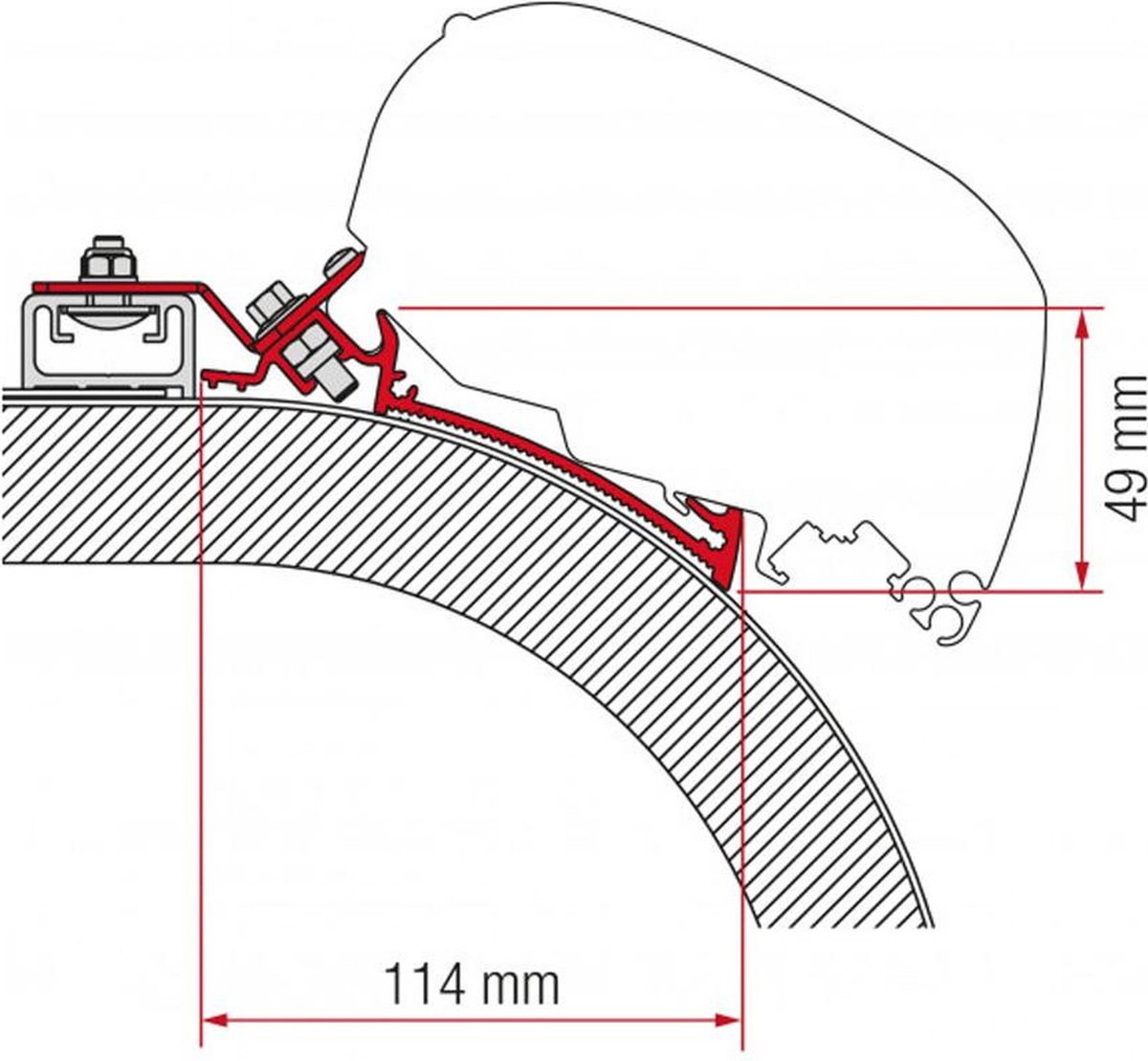 Fiamma Rapido Distinction luifel adapter voor Fiamma F80/F65 490 cm