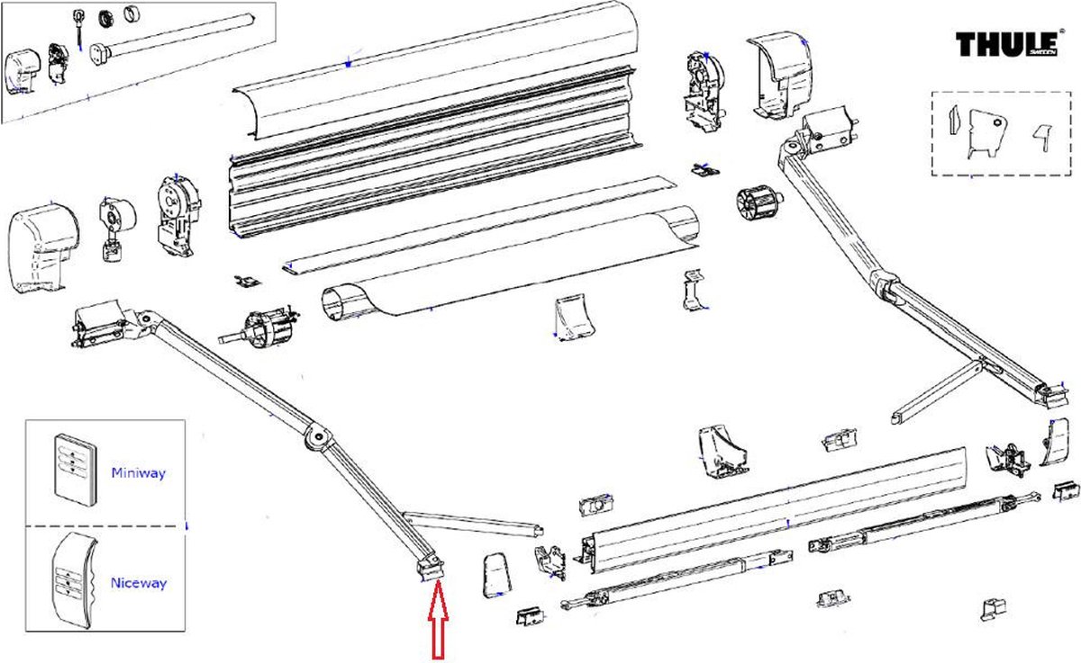 Thule Eindstuk Knikarm Leadrail L+R 8000/9200