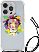 GSM Hoesje Geschikt voor iPhone 14 Pro Leuk TPU Back Cover met transparante rand Lion Color