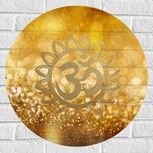 Muursticker Cirkel - Hindoe Symbool Versierd door Gouden Details - 60x60 cm Foto op Muursticker