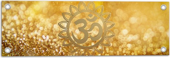 Tuinposter – Hindoe Symbool Versierd door Gouden Details - 60x20 cm Foto op Tuinposter (wanddecoratie voor buiten en binnen)