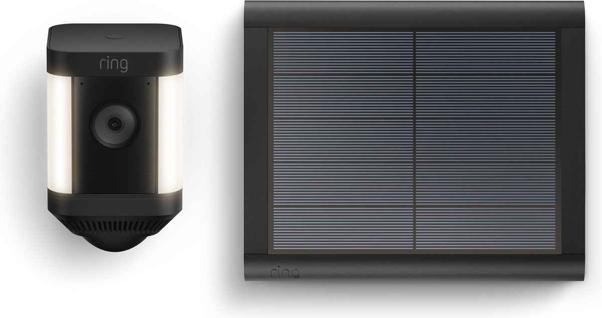 Zonnepaneelcamera-oplader, voor Ring Spotlight-camerabatterij en voor Stick Up Cam-batterij Wandgemonteerd Zonnepaneel 12W Snel Opladen (BLACK