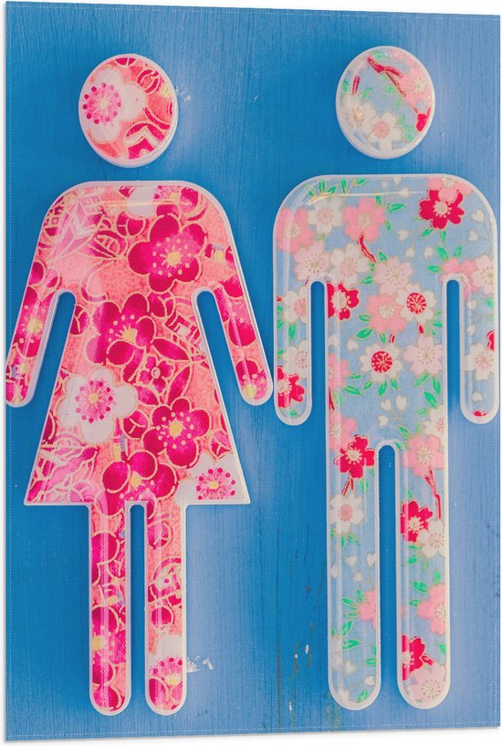 Vlag - Mannen en Vrouwen Symbool Versierd met Bloemen - 50x75 cm Foto op Polyester Vlag