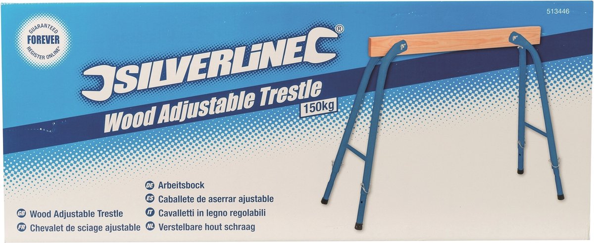 Chevalet de sciage ajustable 150 kg - 513446 - Silverline