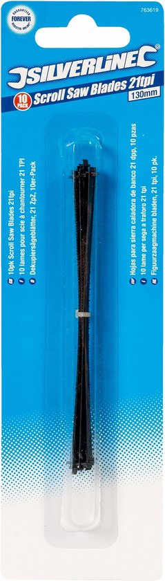 Silverline Figuurzaagbladen - Gehard Carbon Staal - 130 mm - 21 TPI - 10 stuks