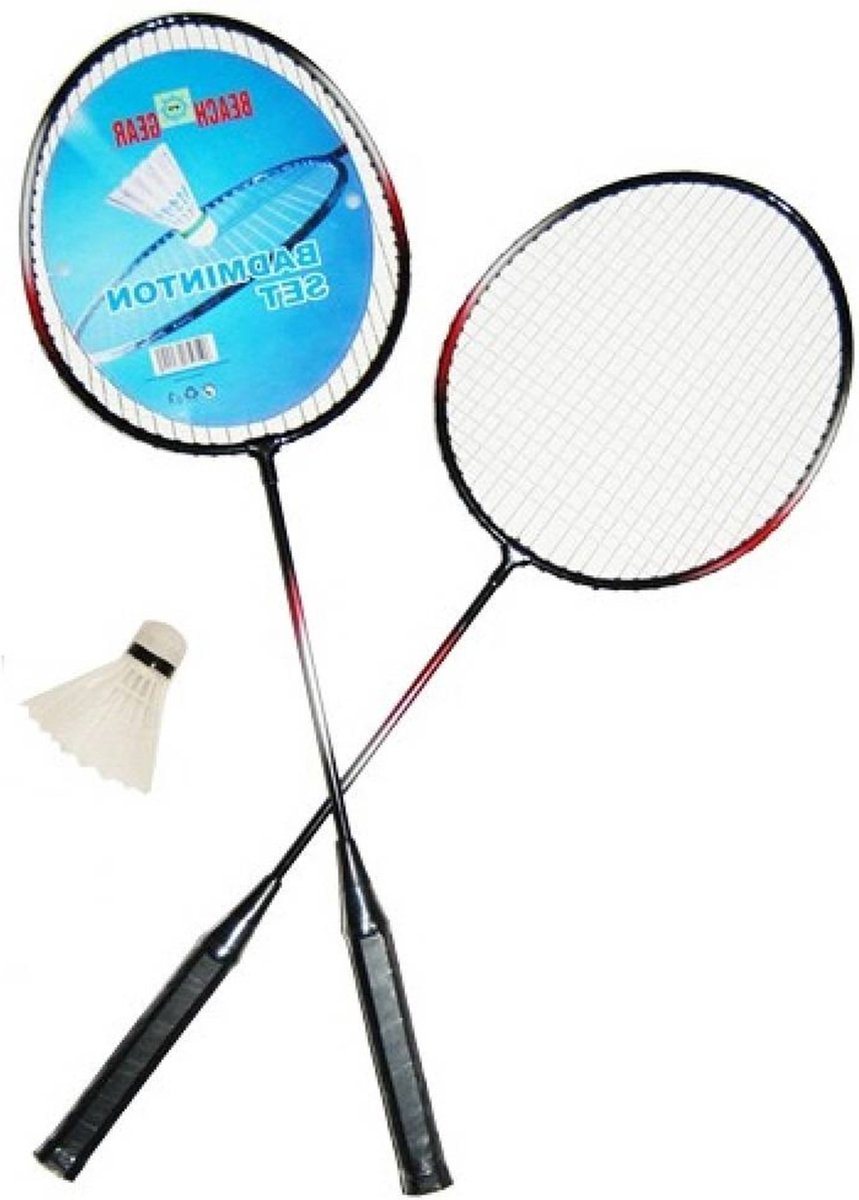 Relaxdays badminton set, with bag, 2 badminton rackets, 10 shuttlecocks, children & adults, camping, garden, black/white
