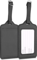 kwmobile 2x bagagelabel voor koffers - Set van 2 kofferlabels - 11 x 7 cm - Van kunstleer in zwart