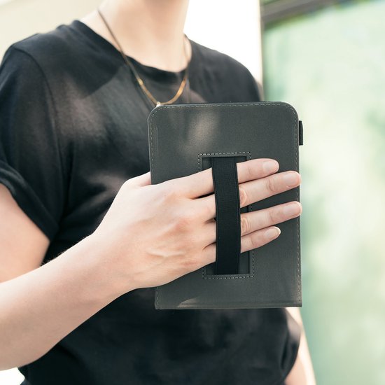 kwmobile Hoesje geschikt voor Kobo Glo HD / Touch 2.0 - Met polsriem en standaard - e-Reader beschermhoes in grijs van Merkloos — afbeelding 4