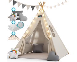 Spielwerk Speeltent – LED 3 Kussens Spanschroef 130x130x160cm - Wit