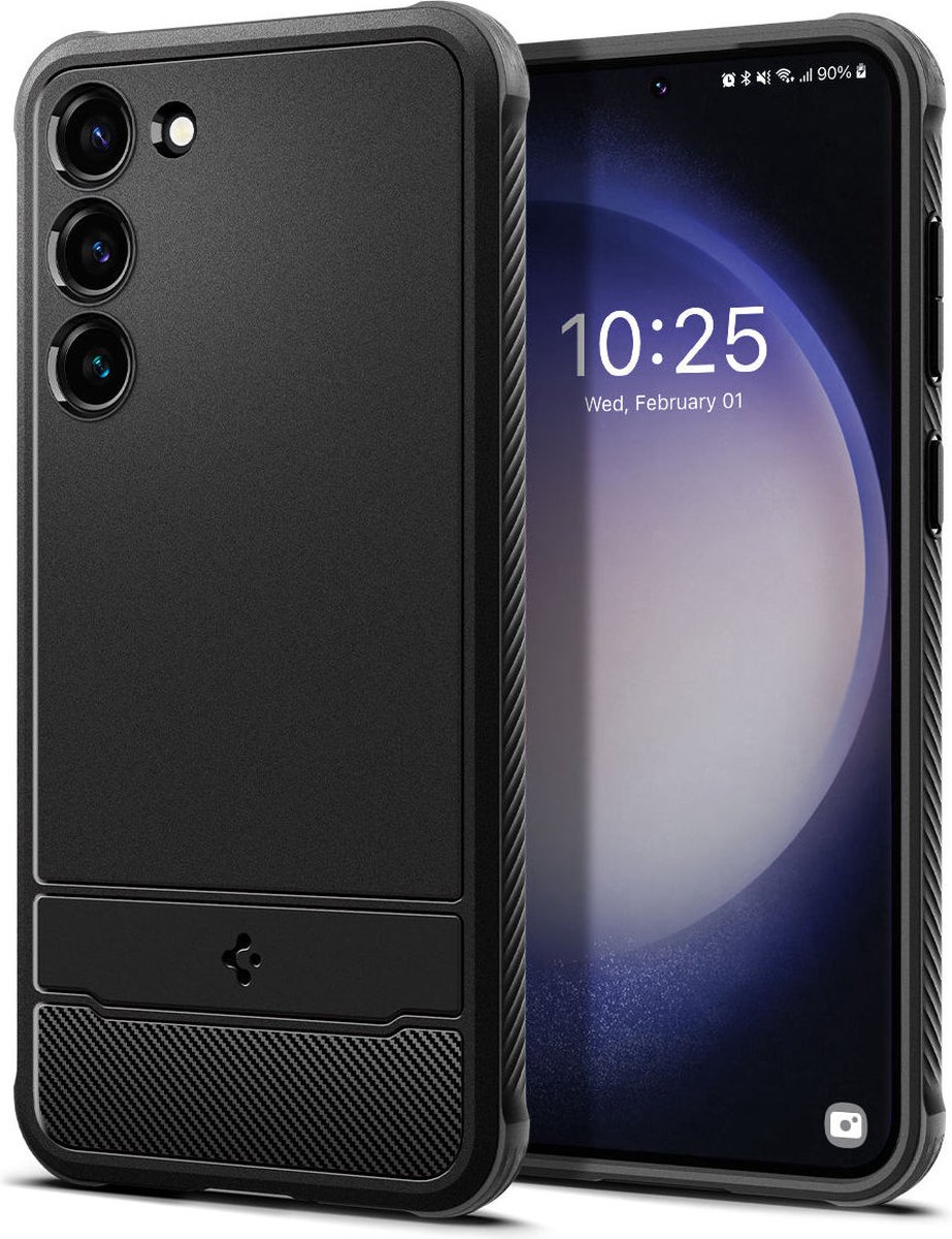 Geschikt voor Spigen Samsung Galaxy S23 Plus Rugged Armor Back Cover Hoesje - Zwart
