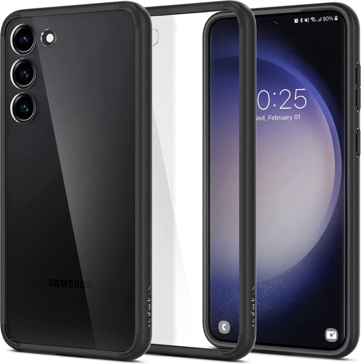 Geschikt voor Spigen Samsung S23 Plus Ultra Hybrid Back Cover Hoesje - Matte Zwart