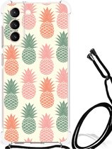 Backcase TPU Siliconen Hoesje Geschikt voor Samsung Galaxy S21 FE Telefoon Hoesje met doorzichtige rand Ananas