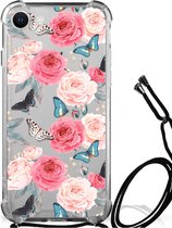 Telefoonhoesje iPhone SE 2022 | 2020 | 8 | 7 Silicone Case met transparante rand Butterfly Roses