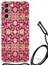 Leuk TPU Back Case Geschikt voor Samsung Galaxy S21 FE Telefoonhoesje met doorzichtige rand Barok Pink