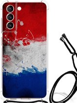 Telefoon Hoesje Geschikt voor Samsung Galaxy S21 FE Leuk Hoesje met transparante rand Nederlandse Vlag