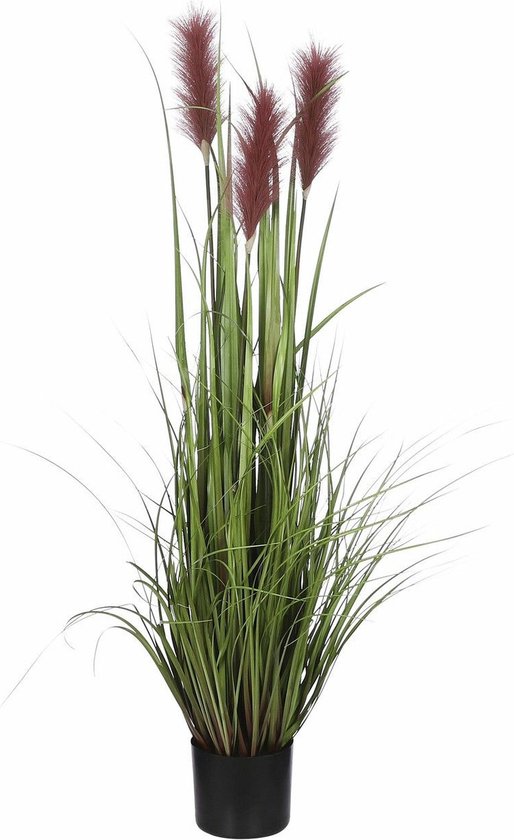 Mica Decorations - gras pluim kunstplant - groen/bruin - H120 x D45 cm