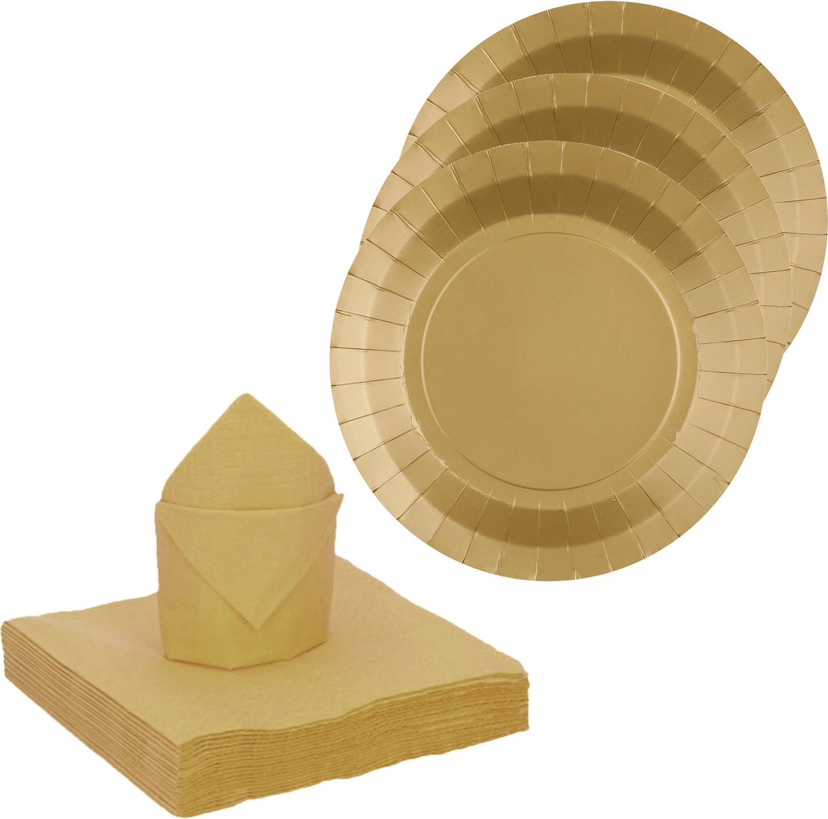 Santex feest/verjaardag servies set - 10x bordjes/25x servetten - goud - karton
