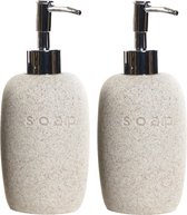 Set van 2x stuks zeeppompjes/zeepdispensers creme wit keramiek 18 cm - Navulbare zeep houders - Toilet/badkamer accessoires