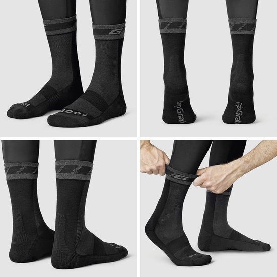 GripGrab - Merino Winter Fietssokken Warme Wieler Sokken met Merino Wol Fiets Wintersokken - Zwart - Unisex — afbeelding 2