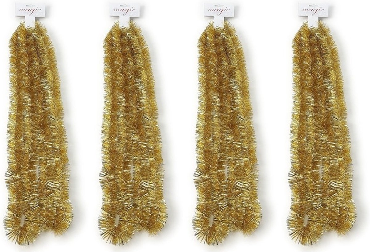 4x inge christmas goods kerstslinger-guirlande - goud - glanzende lametta - 270 cm