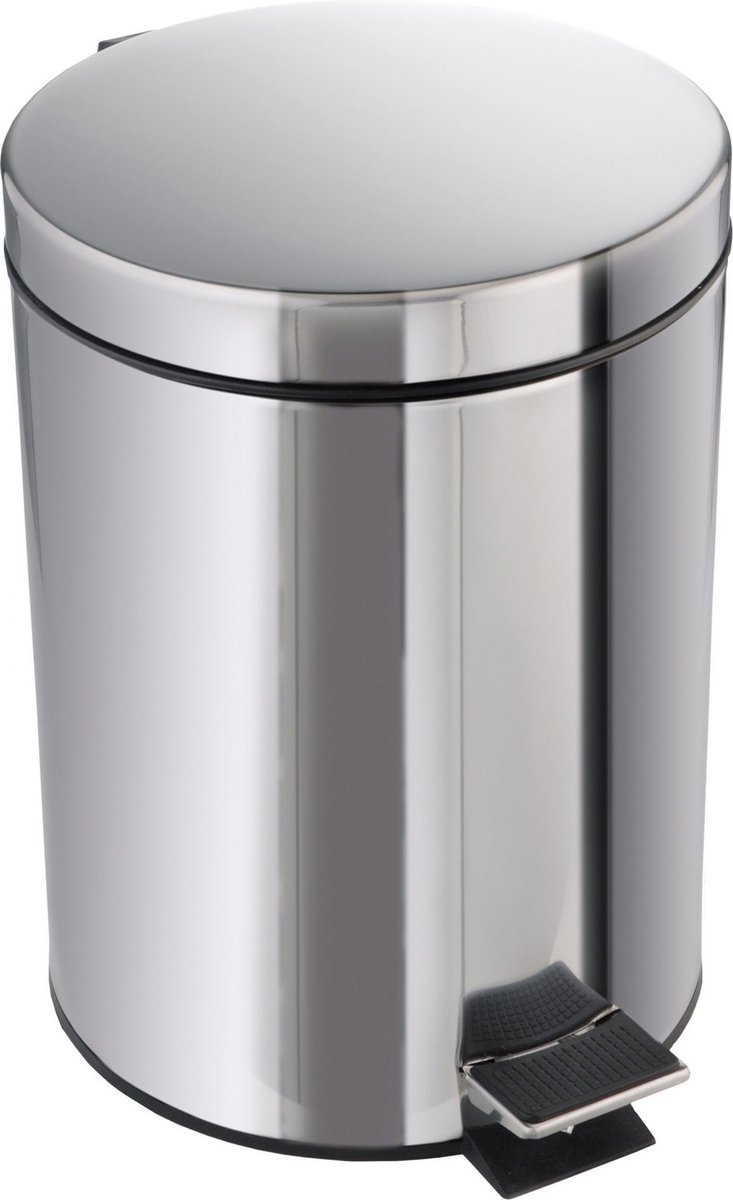 Pedaalemmer - chroom - zilverkleurig - 5 l - 27,5 x 25,5 x 20,5 cm - prullenbak
