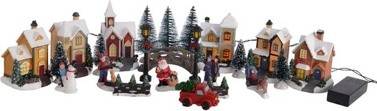 Kerstdorp Winterlandschap met Diverse Kersthuisjes - met LED verlichting -  op batterijen | bol.com