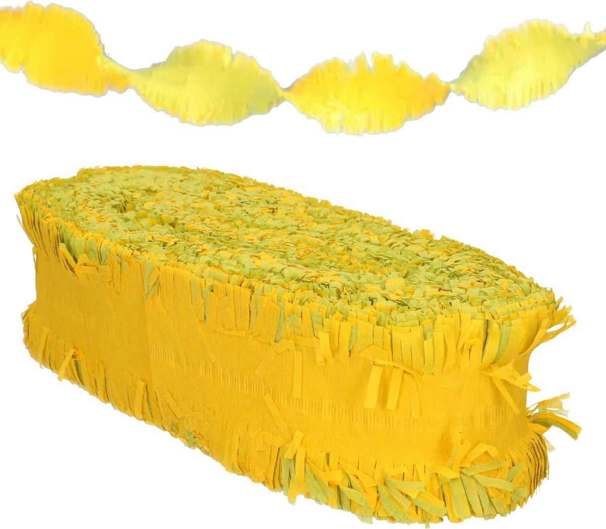 Feestartikelen crepe papier slinger groen / geel 30 meter