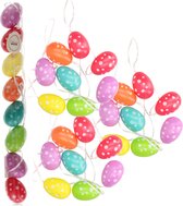 32x Pasen/ Décoration de Pâques Oeufs de Pâques colorés à pois 5 cm - Décorations de branches de Pâques / décorations Oeufs de Pâques