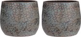 2x Koperkleurige melee aardewerk bloempotten 31 x 38 cm - Mica Decorations woonaccessoires
