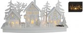 Houten kerstdorp wit met licht type 2