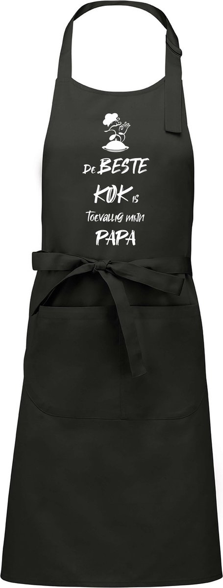mijncadeautje - luxe schort - De beste kok is toevallig mijn PAPA - chique grijs