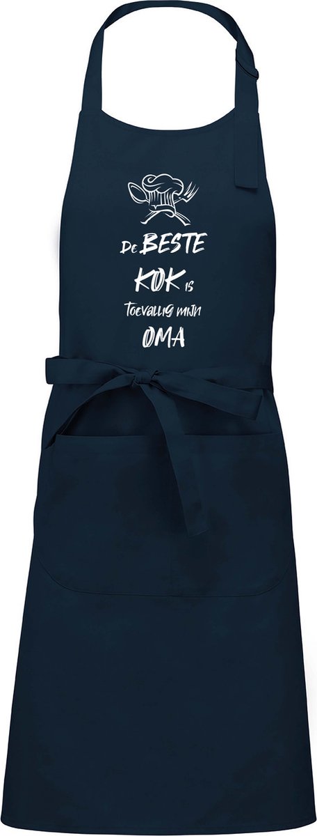 mijncadeautje - luxe schort - De beste kok is toevallig mijn OMA - blauw/navy
