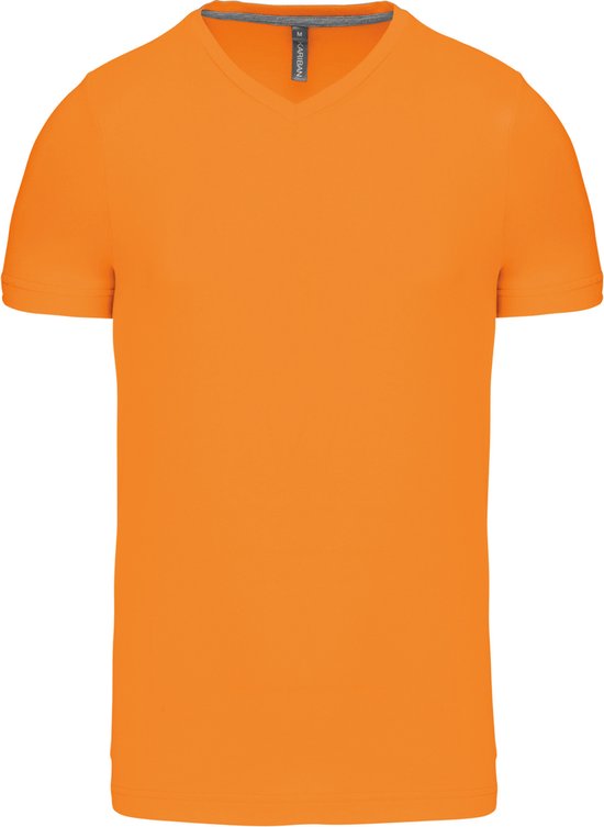 Oranje T-shirt met V-hals merk Kariban maat L