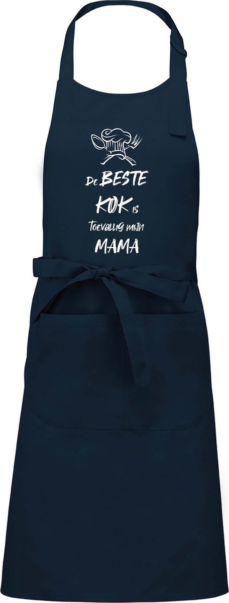 mijncadeautje - luxe schort - De beste kok is toevallig mijn MAMA - blauw/navy