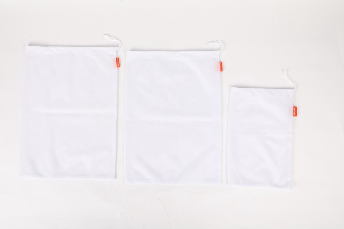 Benson Herbruikbare groente- en fruitzakjes - polyester - set van 3 - 30x25 cm en 40x30 cm