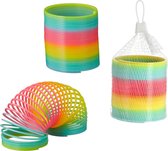Grote regenboog trapveer - rainbow - springveer speelgoed traploper rups spring - funcadeau schoencadeautje - 9 cm - kerst cadeau tip