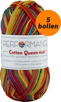 5 pelotes de fil à crocheter coton arc-en-ciel multi (9073) - Cotton Queen multi yarn