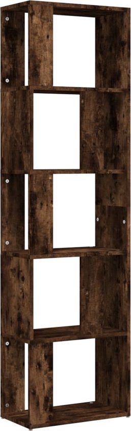vidaXL - Boekenkast - 45x24x160 - cm - bewerkt - hout - gerookt - eikenkleurig