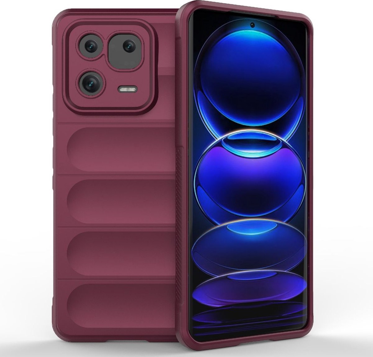 Mobigear Hoesje geschikt voor Xiaomi 13 Pro Telefoonhoesje Flexibel TPU | Mobigear Bumpy Backcover | 13 Pro Case | Back Cover - Bordeaux Rood