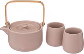 Théière avec deux mugs - rose clair rose tendre